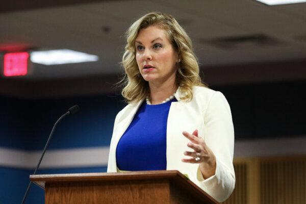 Attorney Ashleigh Merchant speaks during a hearing in the case of the State of Georgia v. Donald John Trump at the Fulton County Courthouse in Atlanta, Ga., on Feb. 15, 2024. (Alyssa Pointer/Getty Images)