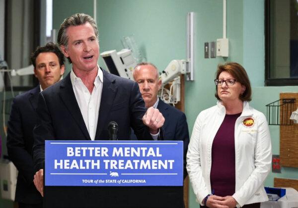 California Gov. Gavin Newsom announces the 2024 ballot initiative to treat people at risk of homelessness and with mental illness and drug addiction across the state at Alvarado Hospital in San Diego on March 19, 2023. (Courtesy of Office of Governor Gavin Newsom)