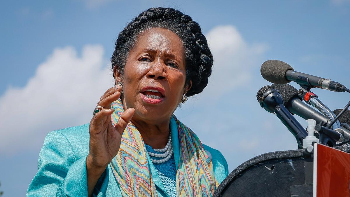 Rep. Sheila Jackson Lee (D-Texas) speaks at a press conference calling for the expansion of the Supreme Court, in Washington on July 18, 2022. (Jemal Countess/Getty Images for Take Back the Court Action Fund)