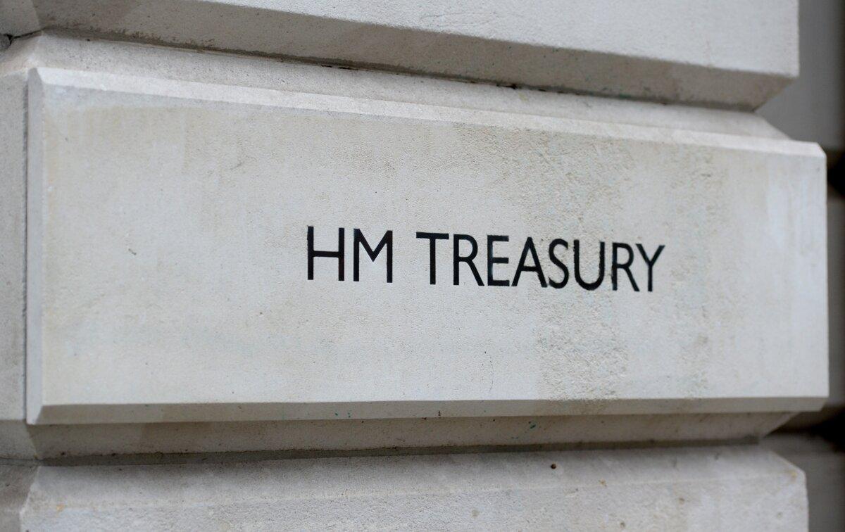 Signage for HM Treasury in Westminster, London, on Jan. 11, 2018. (Kirsty O'Connor/PA Wire)