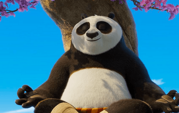 Dumpling-loving panda Po (voiced by Jack Black) tries to calm his mind, in "Kung Fu Panda 4." (DreamWorks Animation)