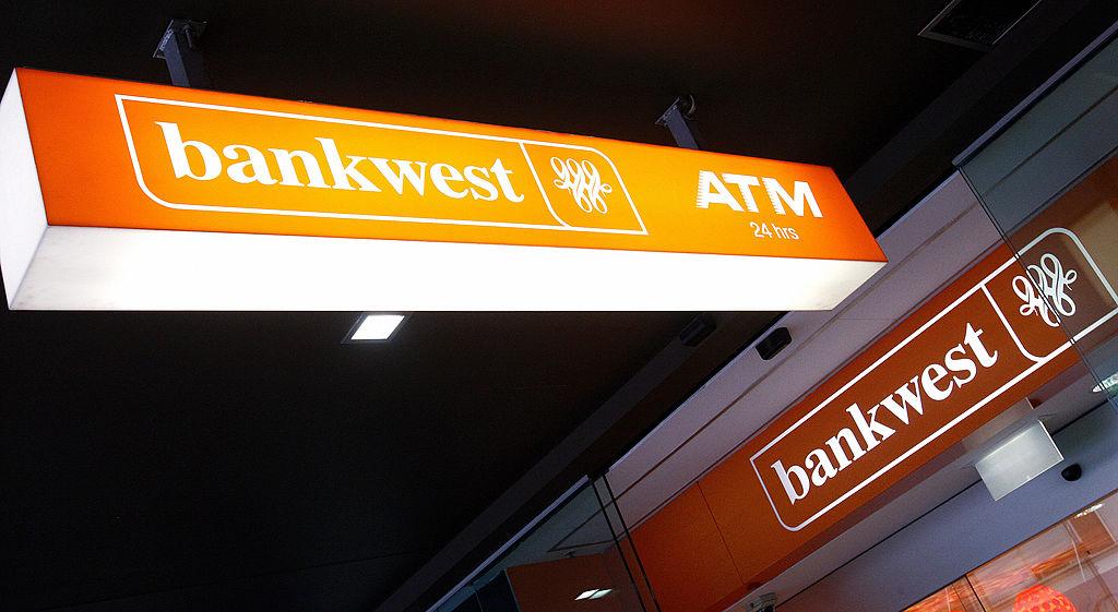 A BankWest sign hangs outside its Elizabeth Street branch in Melbourne, Australia on Oct. 8, 2008. (William West/AFP via Getty Images)