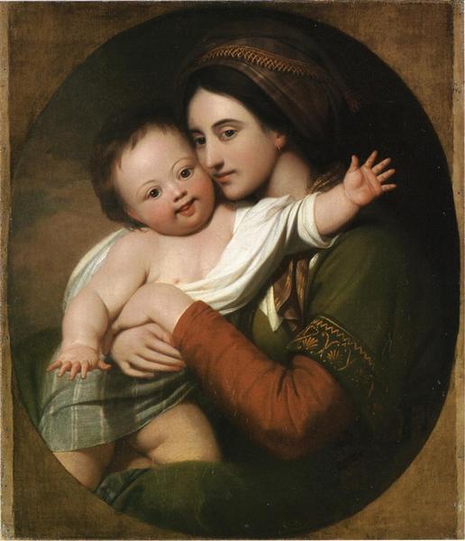 Mrs. Benjamin West and her son Raphael, circa 1767, by Benjamin West. (Public Domain)