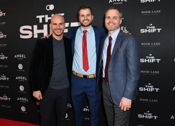 Neal, Jeff, and Jordan Harmon attend Angel Studios Presents the Los Angeles Premiere Of "The Shift" in Los Angeles, Calif., on Nov. 27, 2023. (Jon Kopaloff/Getty Images for "The Shift")