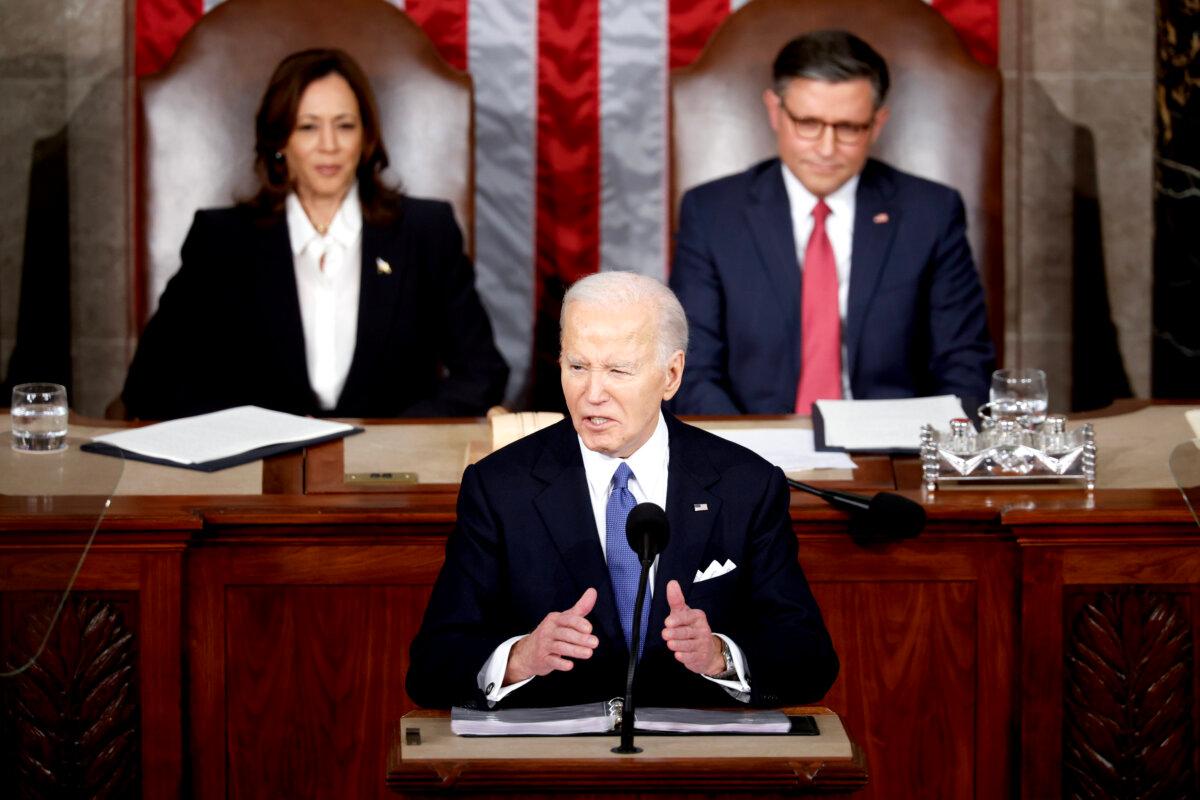 President Joe Biden delivers the State of the Union address during a joint meeting of Congress in the House chamber at the U.S. Capitol in Washington on March 7, 2024. (Chip Somodevilla/Getty Images)