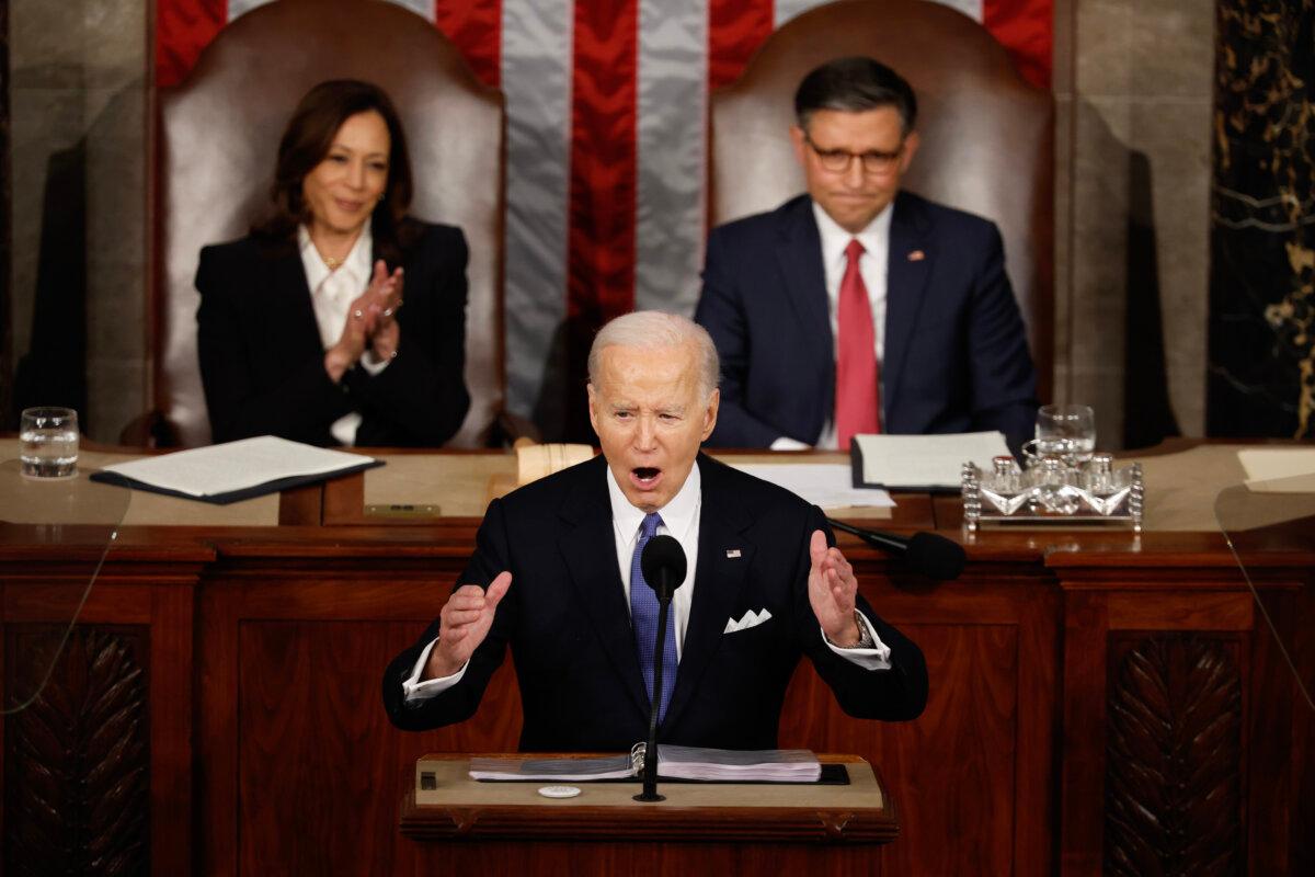 President Joe Biden delivers the State of the Union address during a joint meeting of Congress in the House chamber at the U.S. Capitol on March 07, 2024. (Chip Somodevilla/Getty Images)