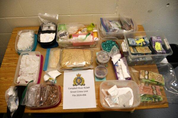 Items seized during a drug bust in Campbell River, B.C., on Feb. 21, 2024. (Courtesy of RCMP)
