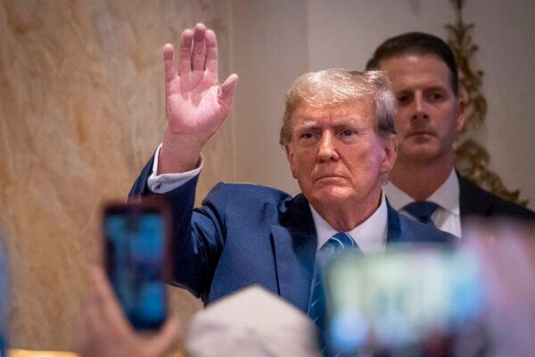 Republican presidential candidate former President Donald Trump greets supporters after speaking on Super Tuesday at Mar-a-Lago Club in Palm Beach, Fla., on March 5, 2024. (Madalina Vasiliu/The Epoch Times)