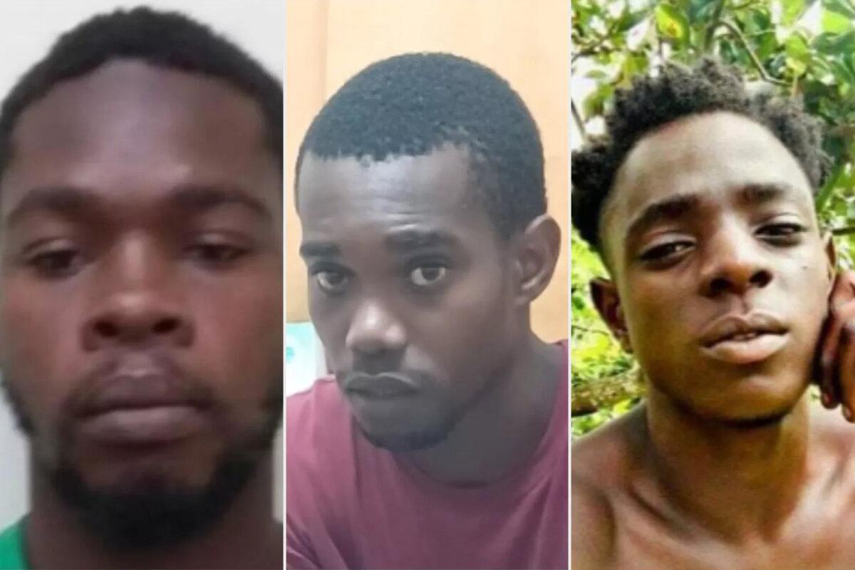 Ron Mitchell, Trevor Robertson, and Atiba Stanislaus, the three suspects in the death of an American couple in the Caribbean, are seen in undated photos. (Royal Grenada Police Force)