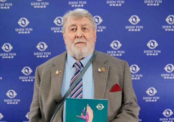 John Bowers, a retired British Army officer, attends Shen Yun Performing Arts at Capitol Theatre in Sydney, Australia, on March 9, 2024. (NTD)