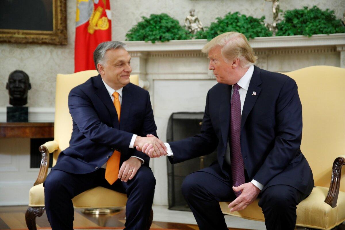 President Donald Trump greets Hungarian Prime Minister Viktor Orban in the Oval Office on May 13, 2019. (Reuters/Carlos Barria/File photo)