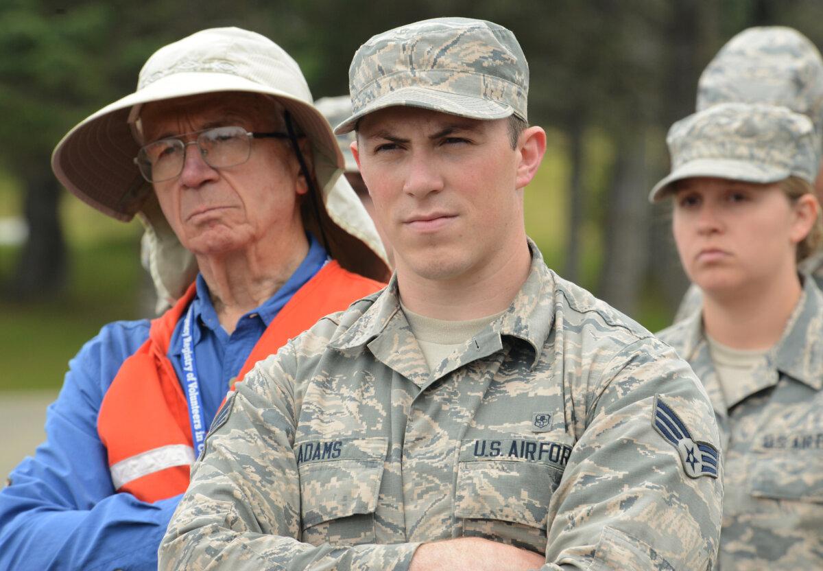 Oregon Air National Guard, Oregon Disaster Medical Team, and State Emergency Registry of Volunteers in Oregon members listen to a briefing during Pathfinder Exercise 2019, a mass casualty event held at Camp Rilea, in Warrenton, Ore., on June 13, 2019. (Master Sgt. John Hughel, U.S. Air National Guard)