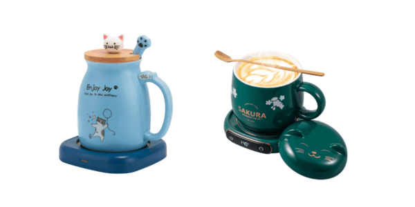 Bsigo Smart Coffee Mug Warmer & Cat Mug Set