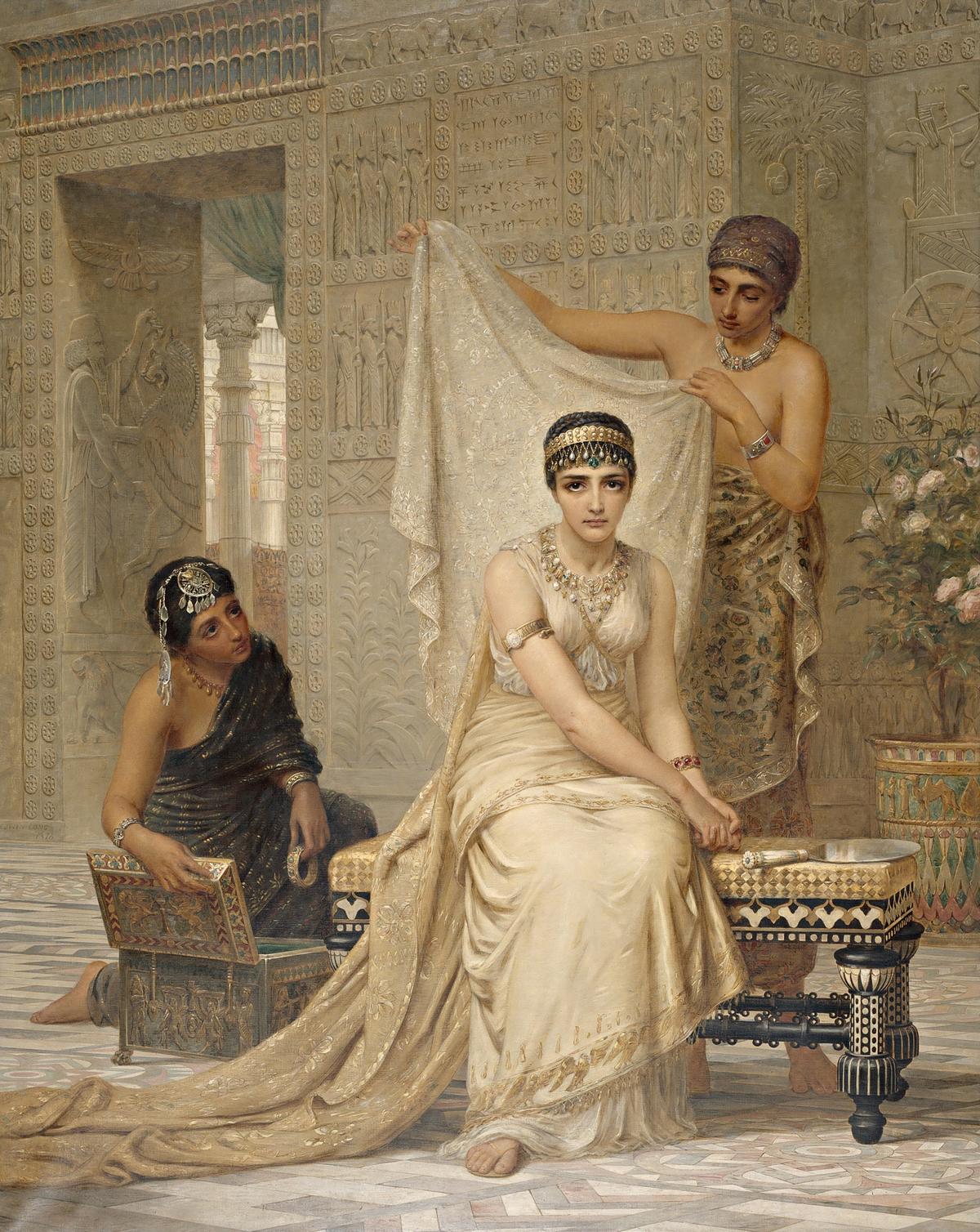 "Queen Esther," 1878, by Edwin Long. Oil on canvas; 84 inches by 67 inches. National Gallery of Victoria, Australia. (Public Domain)