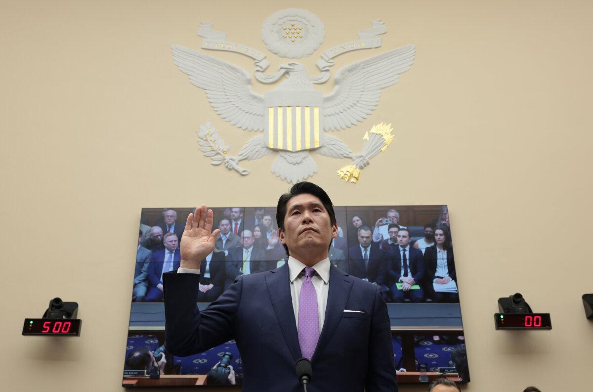 Former special counsel Robert K. Hur is sworn in to testify to the House Judiciary Committee on March 12, 2024 in Washington. Win McNamee/Getty Images)
