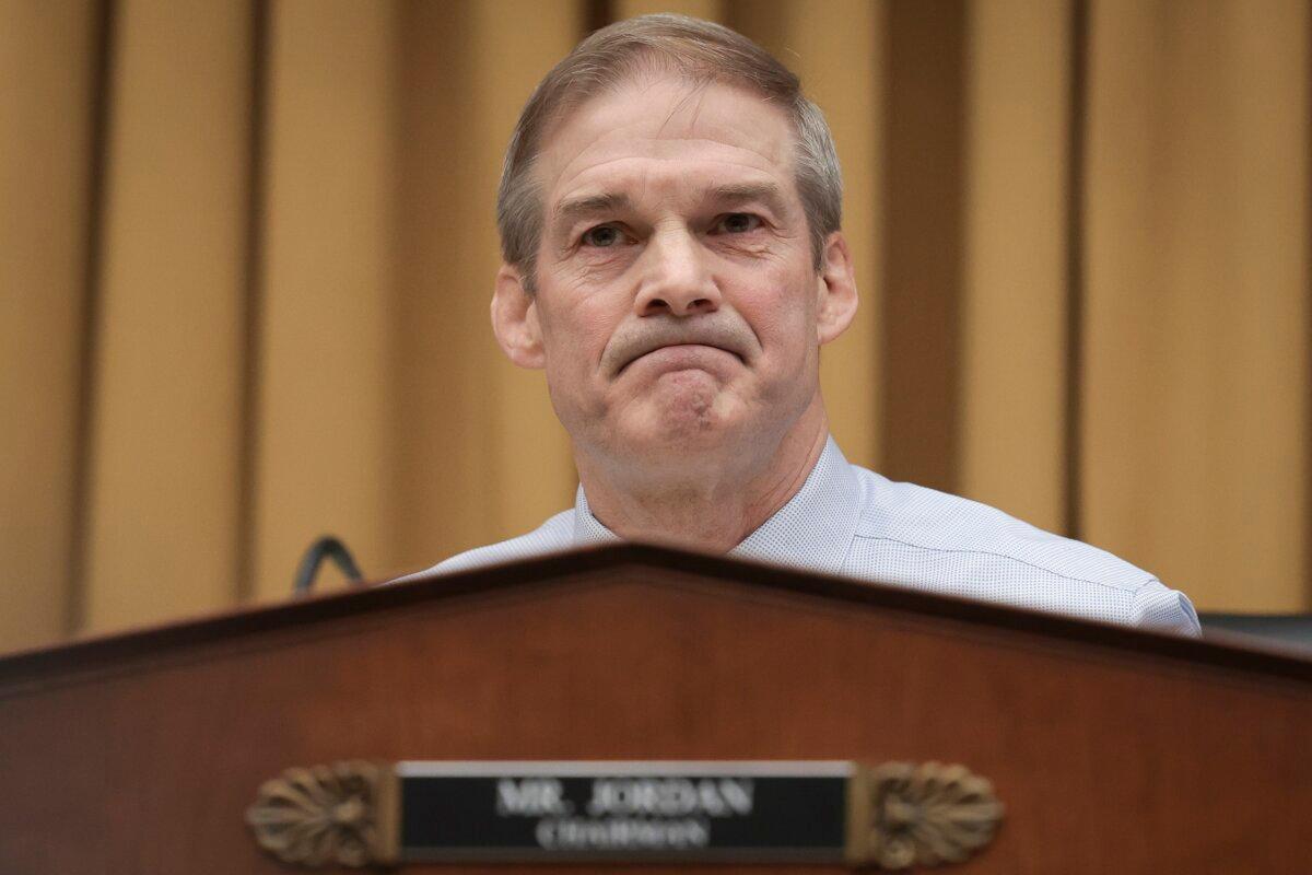 Chairman of the House Judiciary Committee Rep. Jim Jordan (R-Ohio) questions former special counsel Robert K. Hur as Hur testifies before the House Judiciary Committee in Washington on March 12, 2024. (Win McNamee/Getty Images)