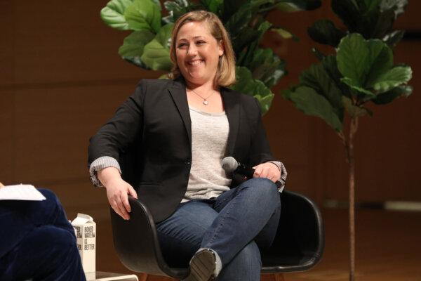 Political strategist Sarah Longwell speaks onstage during Teen Vogue Summit 2018 at The New School in New York City, on June 2, 2018. (Cindy Ord/Getty Images for Teen Vogue)