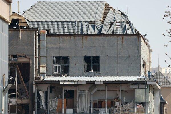 The damaged building at the site of a blast in Sanhe City, Hebei Province, China, on March 13, 2024. (Tingshu Wang/Reuters)
