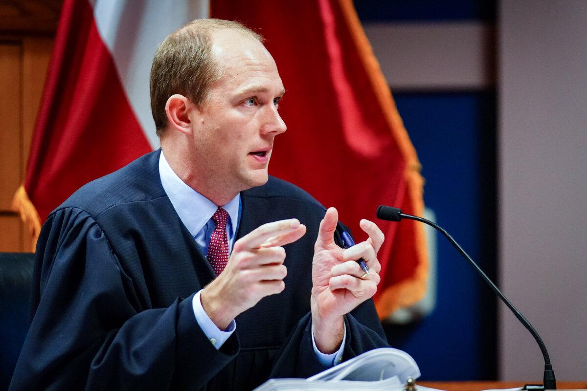 Judge Scott McAfee speaks during a hearing in the 2020 Georgia election interference case at the Fulton County Courthouse in Atlanta on Dec. 1, 2023. (John David Mercer/Getty Images)