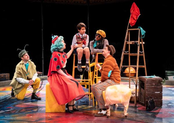 James and his animal friends, in "James and the Giant Peach," (Courtesy of Liz Lauren)