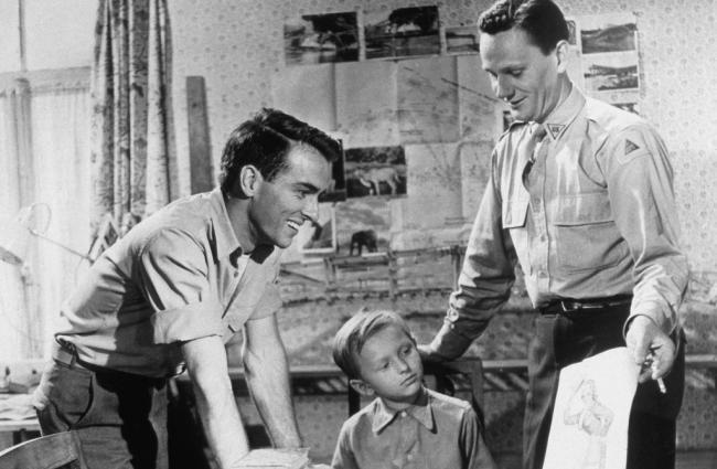 (L–R) Ralph “Steve” Stevenson (Montgomery Clift), Karel Malik (Ivan Jandl), and Jerry Fisher (Wendell Corey) get to know each other, in “The Search.” (Metro-Goldwyn-Mayer)