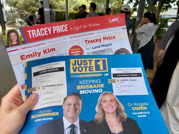 A leaflet of the LNP candidates was distributed in Calamvale in the south of Brisbane, Australia on March 16, 2024. (Daniel Teng/The Epoch Times)
