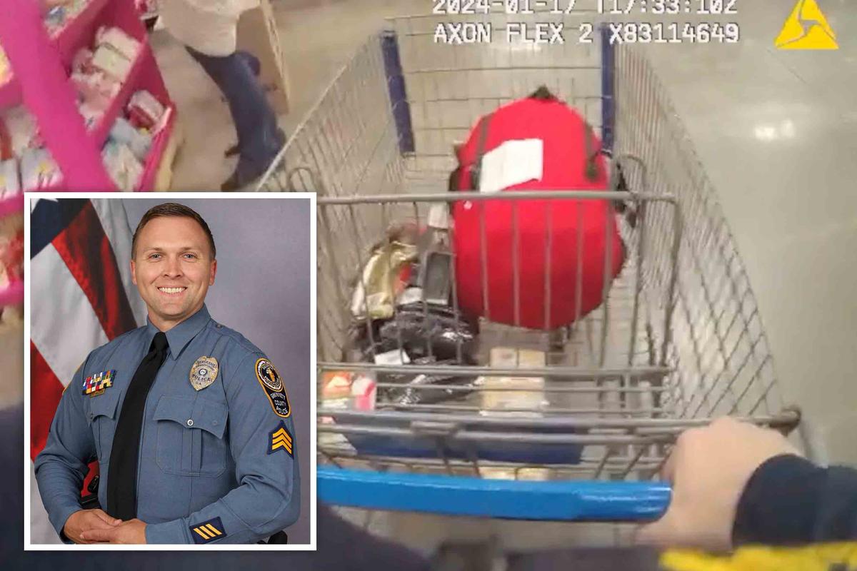 The officer's body camera footage shows him shopping with the homeless man for gear at Walmart. (Courtesy of Gwinnett County Police)