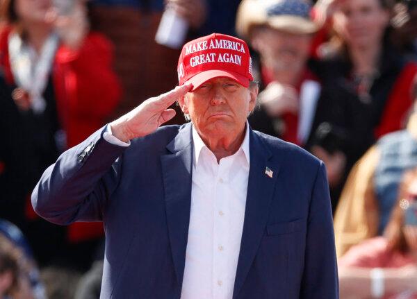 Former President and Republican presidential candidate Donald Trump arrives to speak at a Buckeye Values PAC Rally in Vandalia, Ohio, on March 16, 2024. (Kamil Krzaczynski/AFP via Getty Images)
