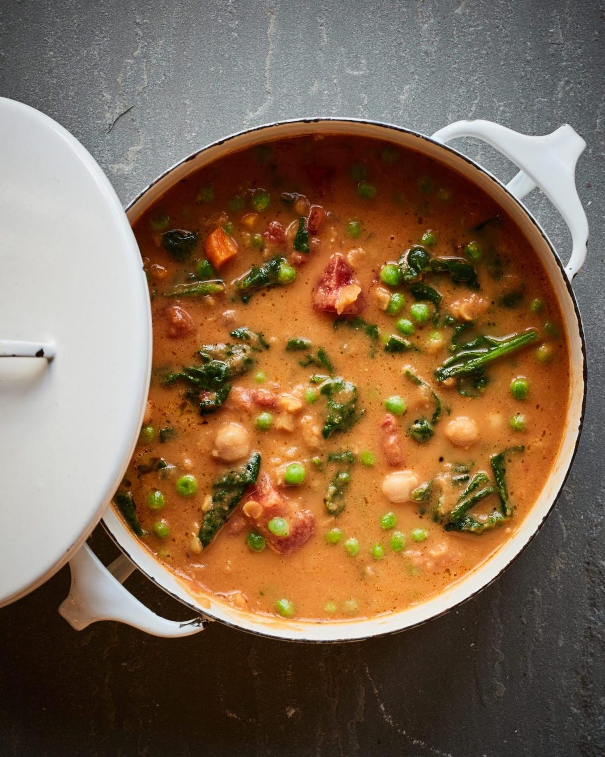 Smoky Chickpea, Red Lentil, and Vegetable Soup