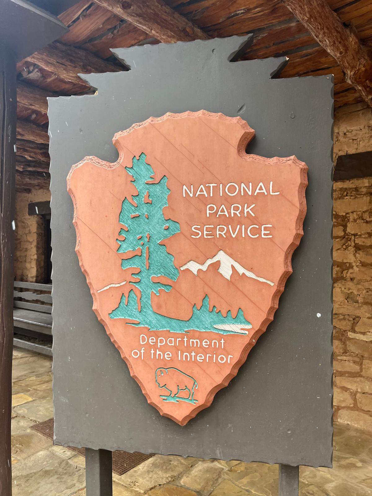 The National Park sign indicating proximity to Mesa Verde National Park is shaped like a Native American arrowhead. (Courtesy of Deena Bouknight)