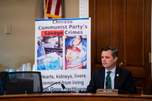 Rep. Zachary Nunn (R-Iowa) speaks during a hearing about the Chinese Communist Party's (CCP) forced organ harvesting before the Congressional-Executive Commission on China in Washington on March 20, 2024. (Madalina Vasiliu/The Epoch Times)