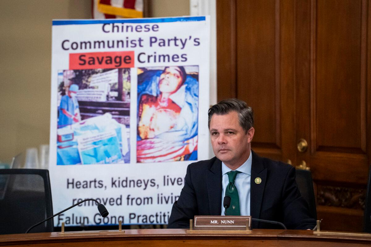 Rep. Zachary Nunn (R-Iowa) speaks at a hearing about the Chinese Communist Party's (CCP's) forced organ harvesting before the Congressional-Executive Commission on China in Washington on March 20, 2024. (Madalina Vasiliu/The Epoch Times)