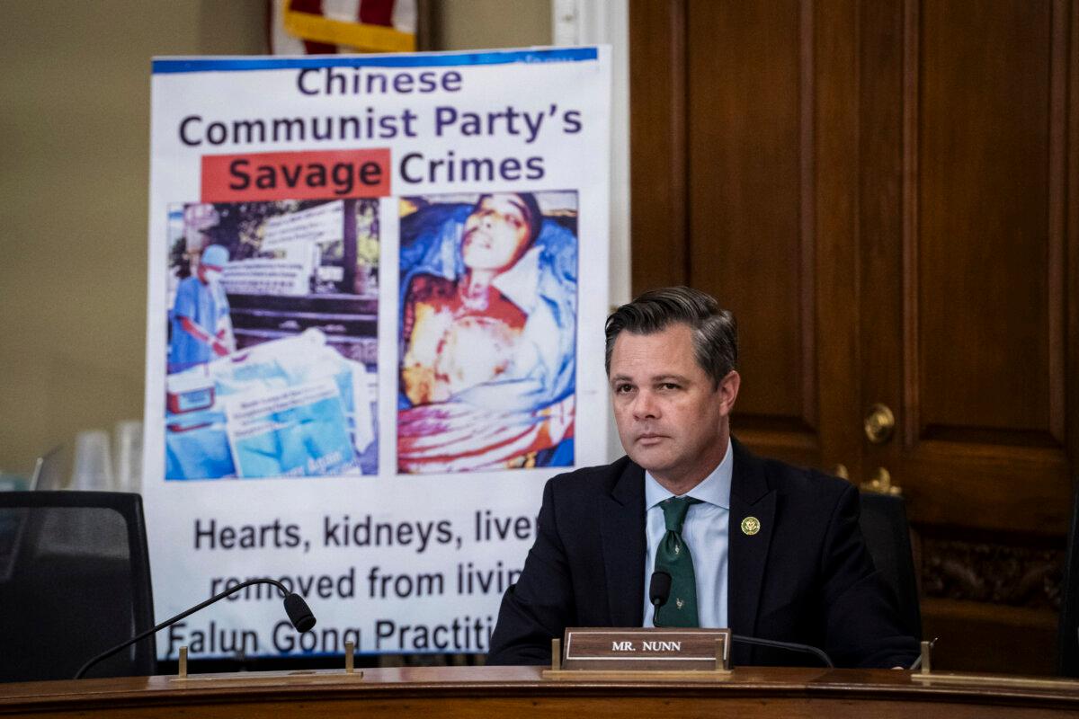 Rep. Zachary Nunn (R-Iowa) speaks a hearing about the Chinese Communist Party's (CCP) forced organ harvesting before the Congressional-Executive Commission on China in Washington on March 20, 2024.(Madalina Vasiliu/The Epoch Times)