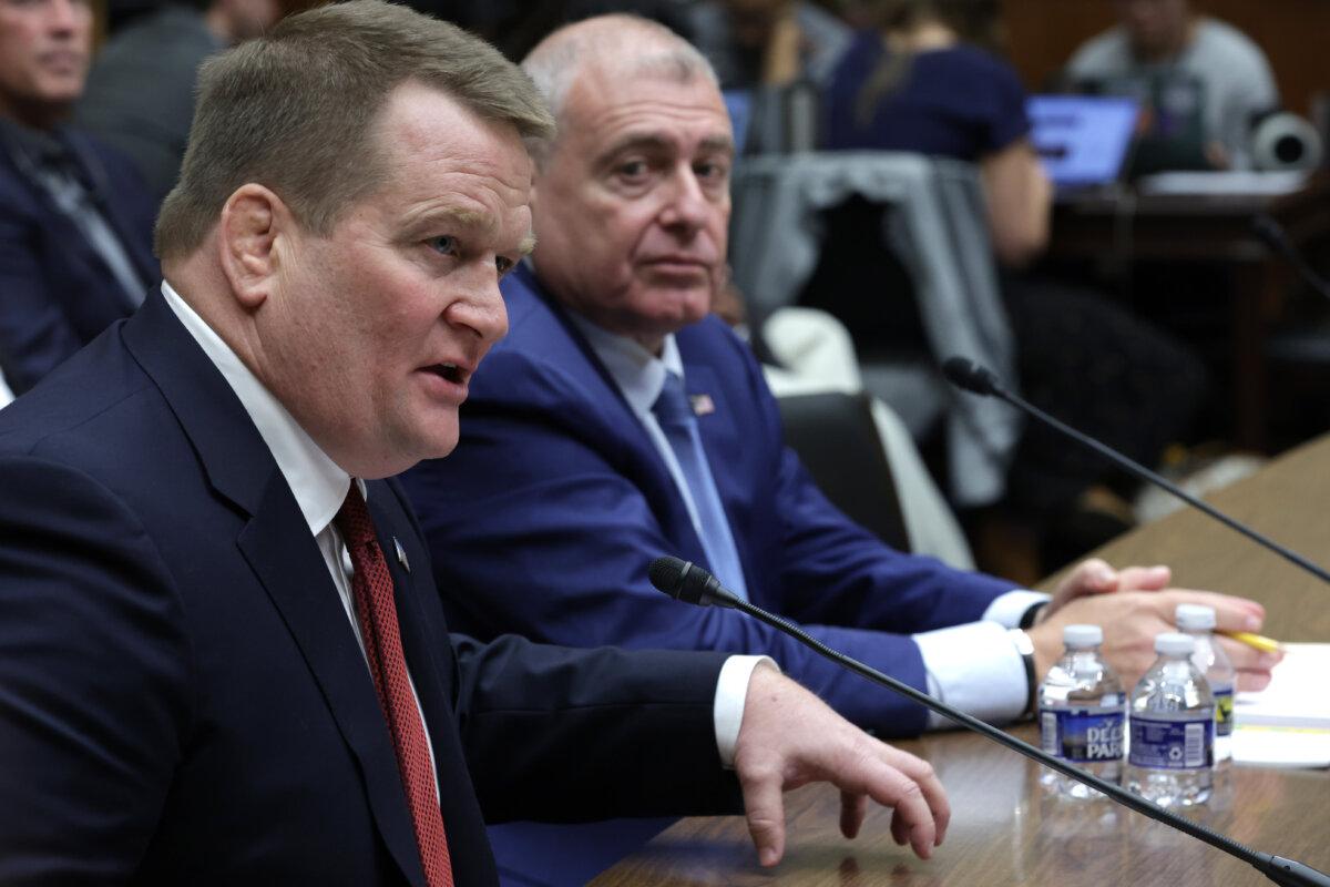 Tony Bobulinski, left, former business partner of Hunter Biden, and Lev Parnas (R), former associate of Rudy Giuliani, during a hearing before the House Oversight and Accountability Committee at Capitol on March 20, 2024. (Alex Wong/Getty Images)