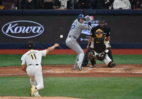 San Diego Padres' pitcher Yu Darvish (L) pitches to Los Angeles Dodgers' Shohei Ohtani during the third inning of the 2024 MLB Seoul Series baseball game between Los Angeles Dodgers and San Diego Padres in Seoul on March 20, 2024. (Jung Yeon-je/AFP/Getty Images)