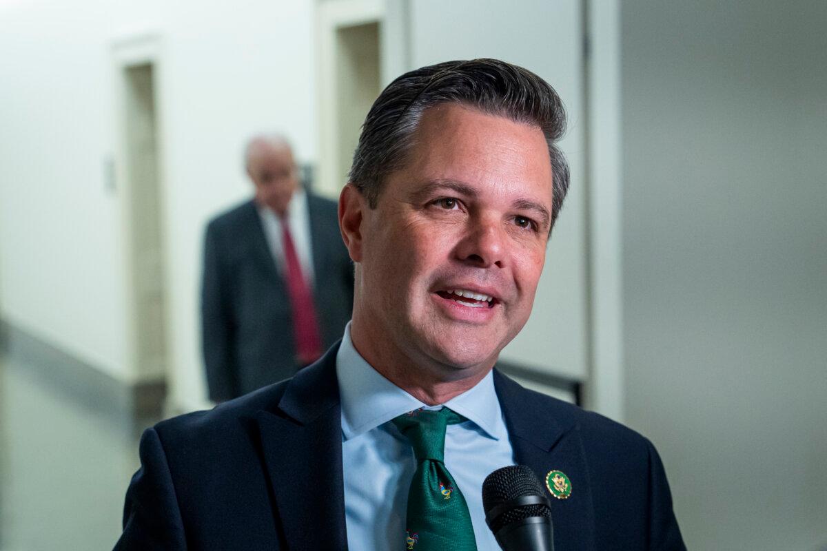 Rep. Zachary Nunn (R-Iowa) speaks with reporters after a hearing about the Chinese Communist Party's (CCP) forced organ harvesting before the Congressional-Executive Commission on China in Washington on March 20, 2024. (Madalina Vasiliu/The Epoch Times)