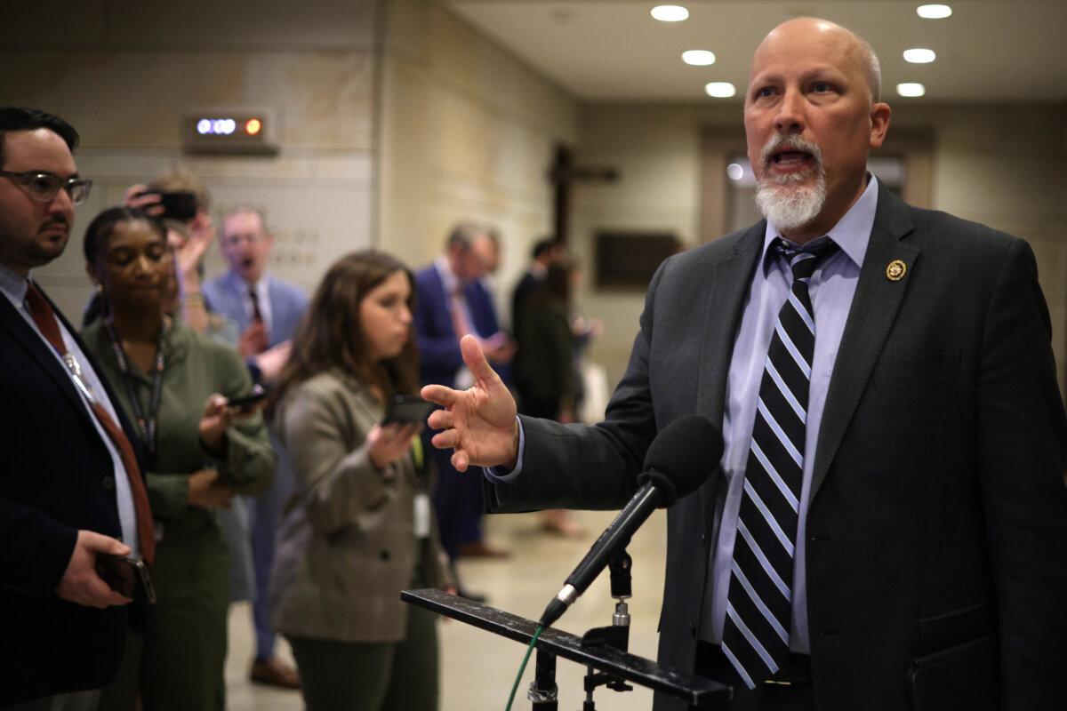 Rep. Chip Roy (R-Texas) speaks to members of the press after a members-only classified briefing on TikTok at the Capitol Visitor Center on Capitol Hill on March 12, 2024. (Alex Wong/Getty Images)
