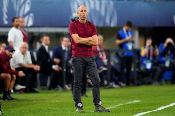 United States Coach Gregg Berhalter looks on during a CONCACAF Nations League semifinal match against Jamaica in Arlington, Texas on March 21, 2024. (Julio Cortez/AP Photo)