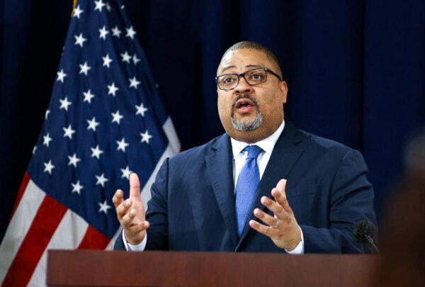 Manhattan District Attorney Alvin Bragg speaks during a press conference following the arraignment of former U.S. President Donald Trump in New York City on April 4, 2023. (Kena Betancur/Getty Images)