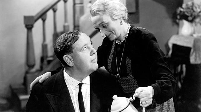 Albert Lory (Charles Laughton) lives with his mother, Mrs. Emma Lory (Una O'Connor), in "This Land Is Mine." (RKO Radio Pictures)