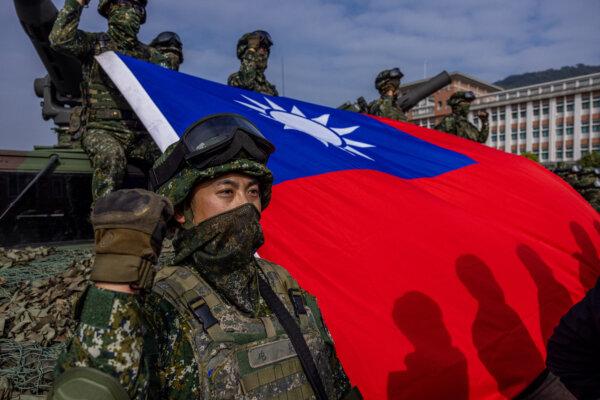 Taiwan's armed forces hold two days of routine drills to show combat readiness ahead of the Lunar New Year holidays at a military base in Kaohsiung, Taiwan, on Jan. 11, 2023. (Annabelle Chih/Getty Images)