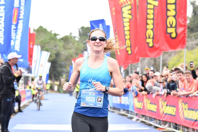Noah Berkman won the women's division at the Jerusalem Marathon on March 8, 2024. (Alternativa 1)