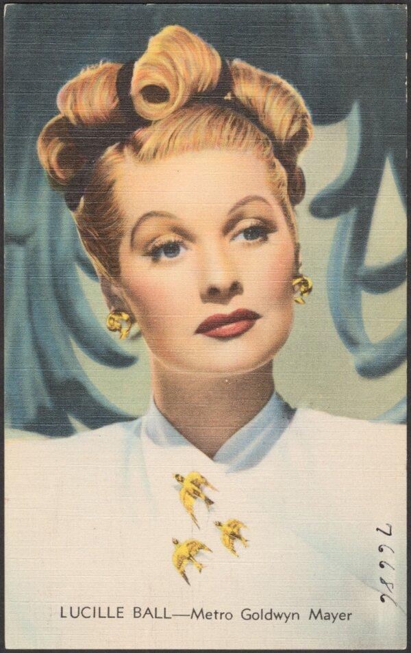 Post card featuring actress Lucille Ball between 1930 and 1945. (Public Domain)