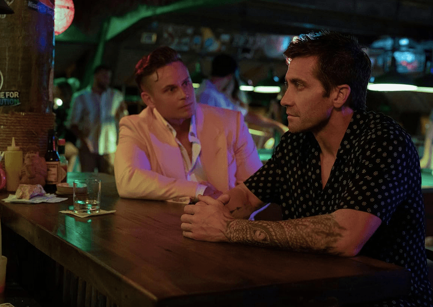 Bad guy Ben Brandt (Billy Magnussen) and Elwood Dalton (Jake Gyllenhaal), in "Road House." (Metro-Goldwyn-Mayer/Amazon MGM Studios)