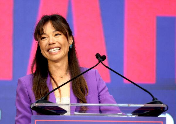 Independent vice presidential candidate Nicole Shanahan speaks during a campaign event to announce independent presidential candidate Robert F. Kennedy Jr.'s pick for a running mate at the Henry J. Kaiser Event Center in Oakland, Calif., on March 26, 2024. (Justin Sullivan/Getty Images)