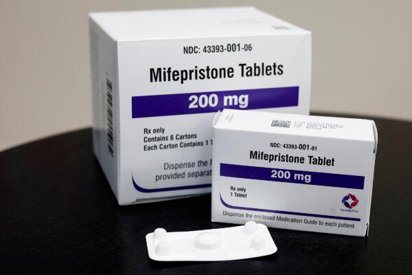 Packages of Mifepristone tablets are displayed at a family planning clinic on April 13, 2023 in Rockville, Maryland. (Anna Moneymaker/Getty Images)