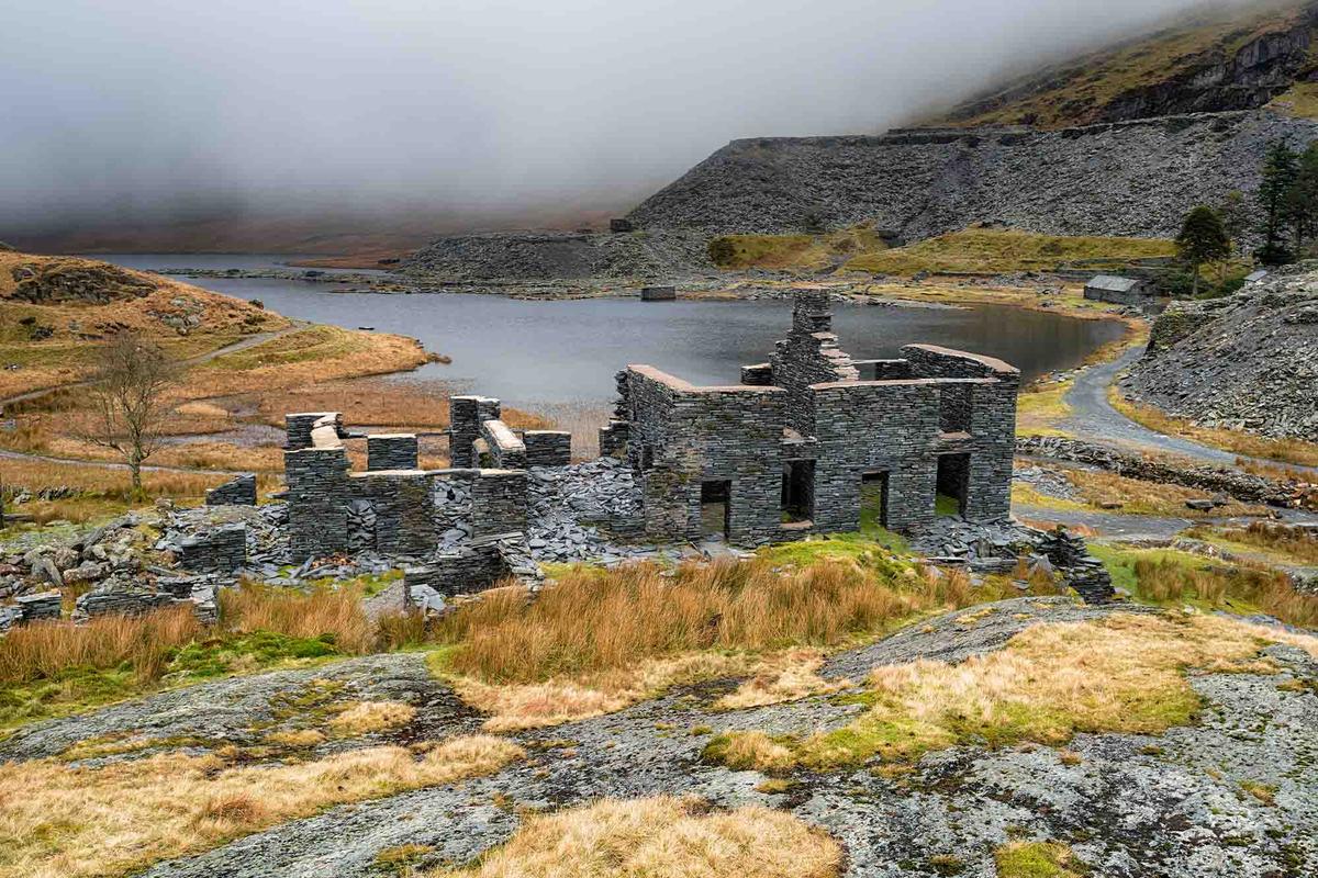Derelict miners' cottages at the abandoned Cwmorthin quarry. (Helen Hotson/Shutterstock)