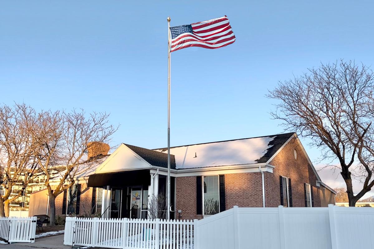 The American flag flies over the Family Lyceum building. (Courtesy of Renae Zentz)