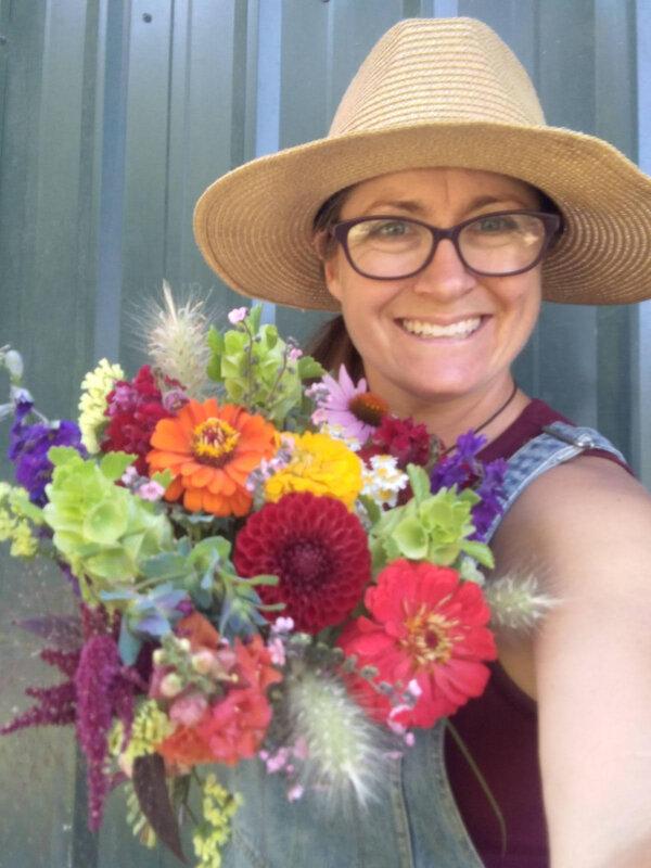 Christina Del Campo holds a bouquet grown on her half-acre farm near Eugene, Oregon. (Courtesy of Christina Del Campo)