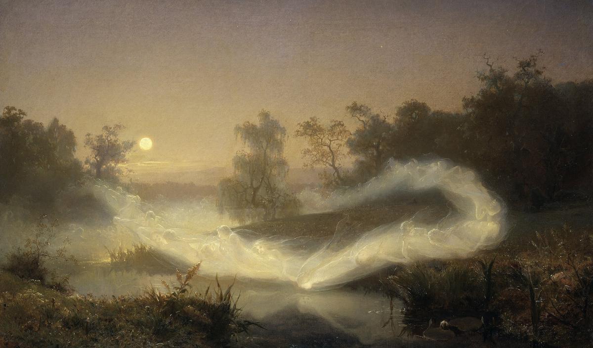 The fourth stanza of Keats's poem reads, “Away! away! for I will fly to thee ... on the viewless wings of Poesy [poetry].” "Dancing Fairies," 1866, by August Malmström. Oil on canvas. National Museum, Stockholm, Sweden. (Public Domain)
